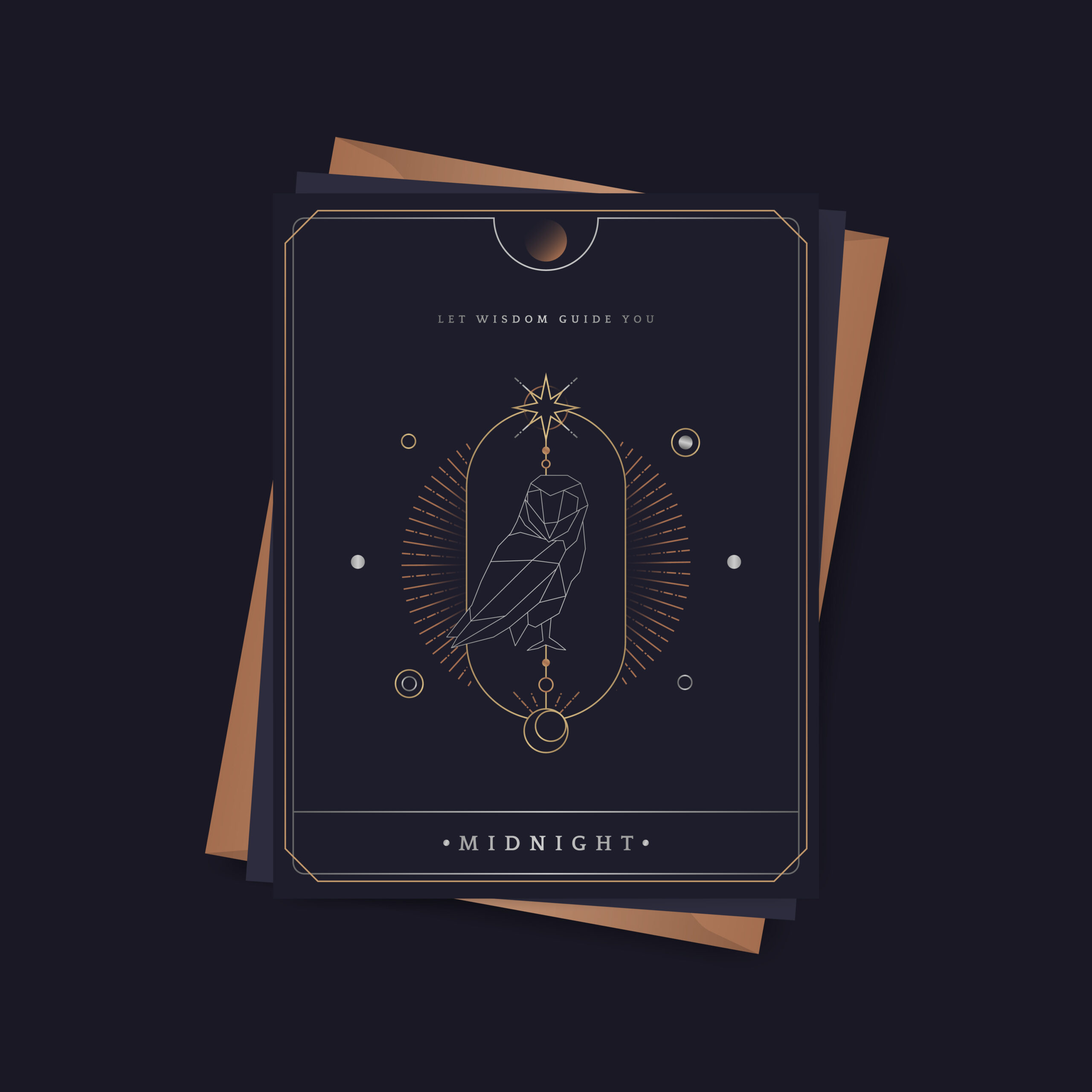 Geometric owl mystic symbol fortune card vector